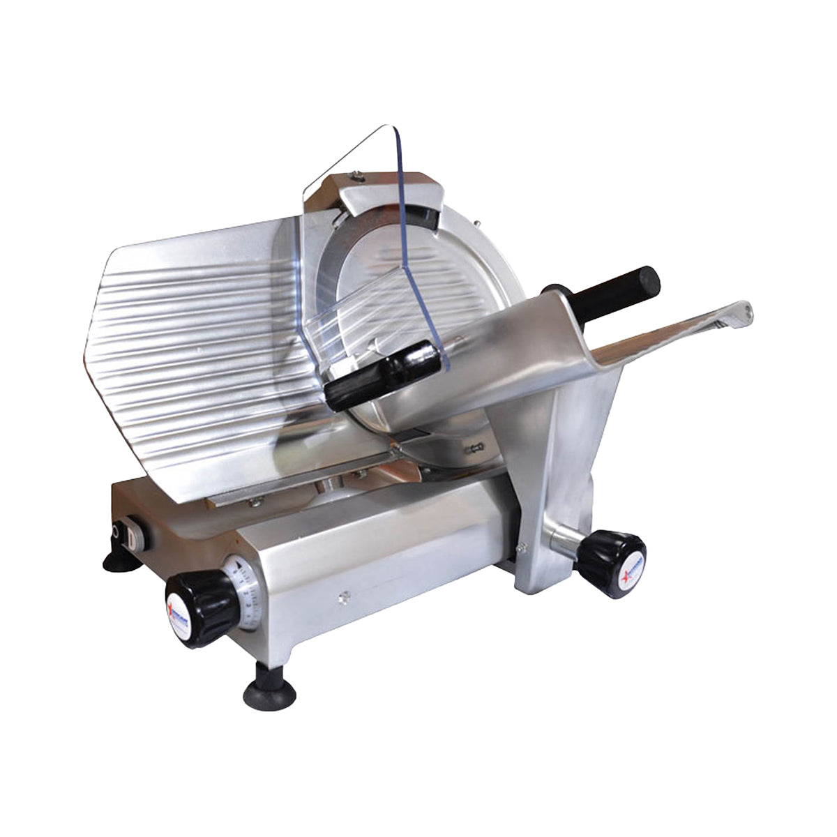 Omcan 31344 Elite Meat Slicer, 12" Carbon Steel Blade, Belt Drive, Anodized Aluminum Body, 1/3 HP, 120V, Gravity Feed