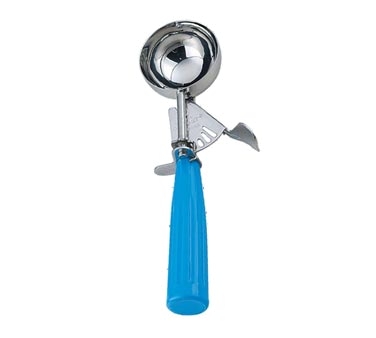 Omcan 34844 Ice Cream Scoop, 2-3 oz, #16 Disher, Thumb Press, Steel Bowl, Blue Plastic Handle | 2 - 3 oz