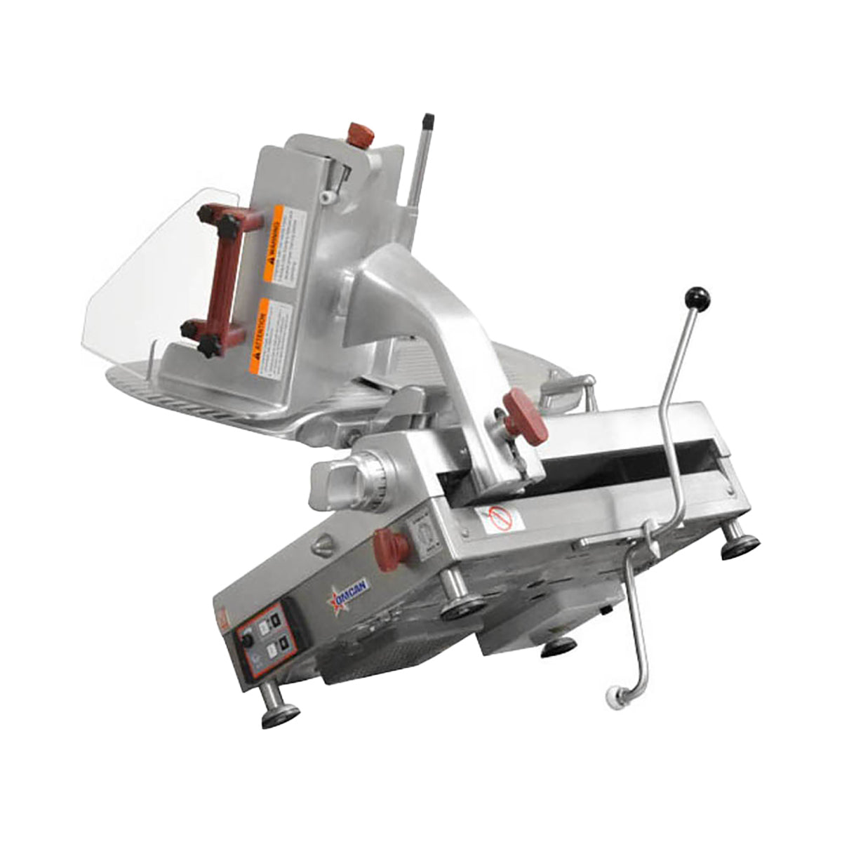 Omcan 39477 Automatic 13" Gear-Driven Meat Slicer, 2/3 HP 120V 60Hz Motor, Aluminum Construction, Angle/Gravity Feed
