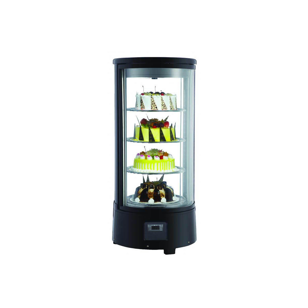 Omcan 39552 17" Self Service Countertop Refrigerated Display Case with Hinged Glass Door, 4 Shelves - 2.54 cu. ft. / 170 w