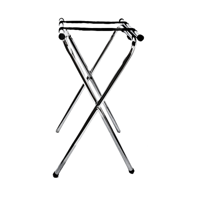 Omcan 39617 Tray Stand - Foldable Chrome-Plated, 19"W x 16"D x 31"H, Two Secure Belts | chrome plated