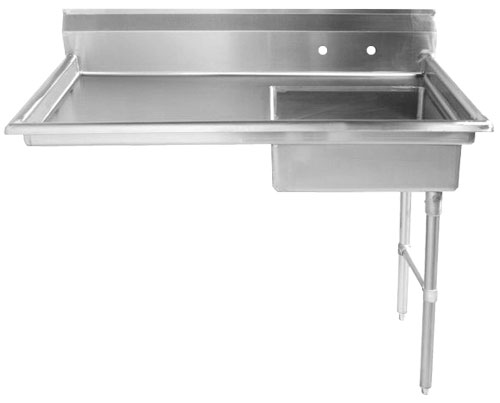 Omcan 40190 50" Soiled Undercounter Dishtable - 20"x20" Sink, 18 Gauge Top / Right to Left