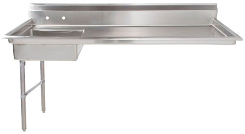 Omcan 40191 62" Soiled Undercounter Dishtable - 18 Gauge Top - 20"x20" Sink / Left-to-Right
