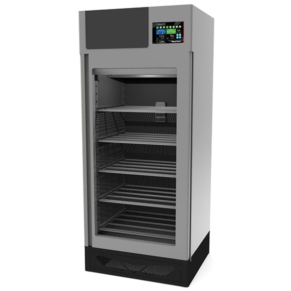 Omcan 40299 150kg Meat Dry Aging Cabinet, 35-5/8" W, 49.44 cu ft, 3,500W 220V, 4 Probes, 30 Recipes, Glass Door