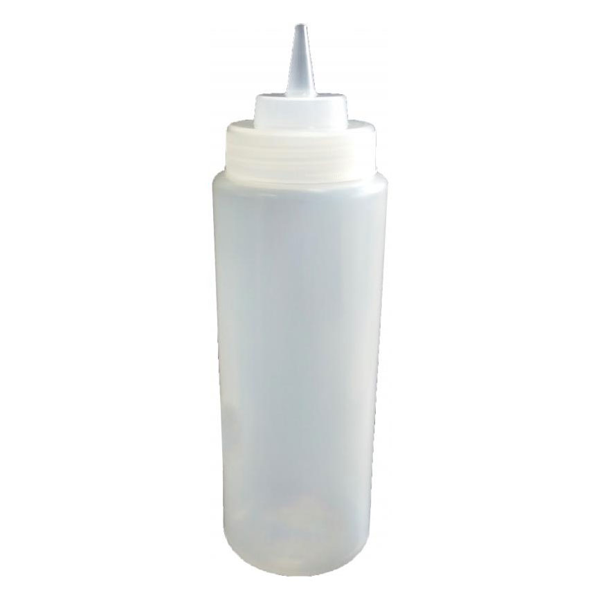 Omcan 40470 Squeeze Bottle - 16 oz Clear Wide-Mouth Bottle, Single Tip, Clear/White Cap - Set