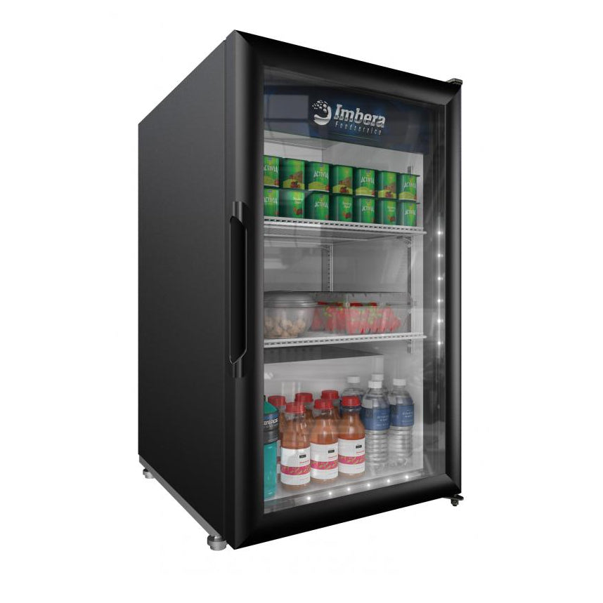 Omcan 41214 21" Glass Door Refrigerator, 5.1 cu ft, Black, 1/8 HP, ENERGY STAR, Swing Door