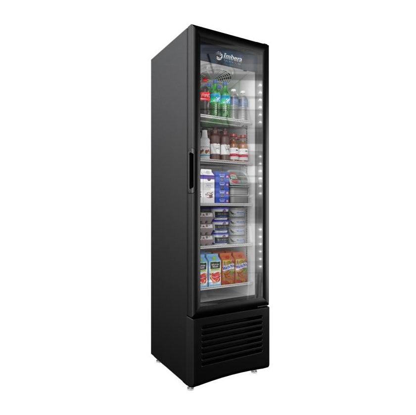 Omcan 41215 19" 1-Section Merchandiser Refrigerator w/ Glass Door, in Black, 7.7 cu. ft.