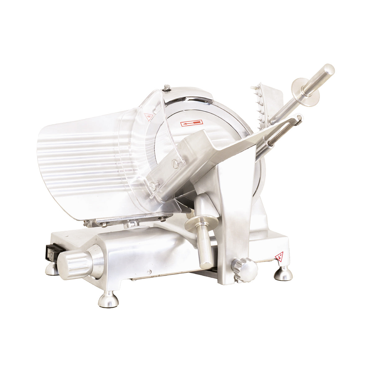 Omcan 41711 Manual Meat Slicer, 10" Belt-Drive Knife, 1/5 HP 110V 60Hz Motor, NEMA 5-15P Cord, CE Certified