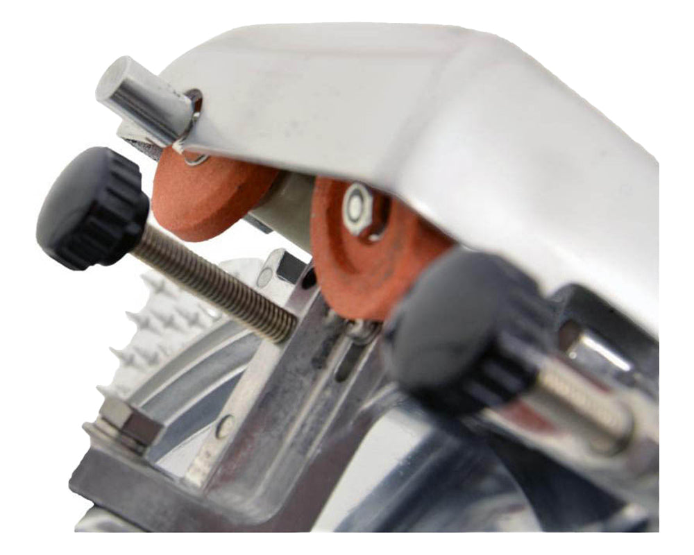 Omcan 41711 Manual Meat Slicer, 10" Belt-Drive Knife, 1/5 HP 110V 60Hz Motor, NEMA 5-15P Cord, CE Certified