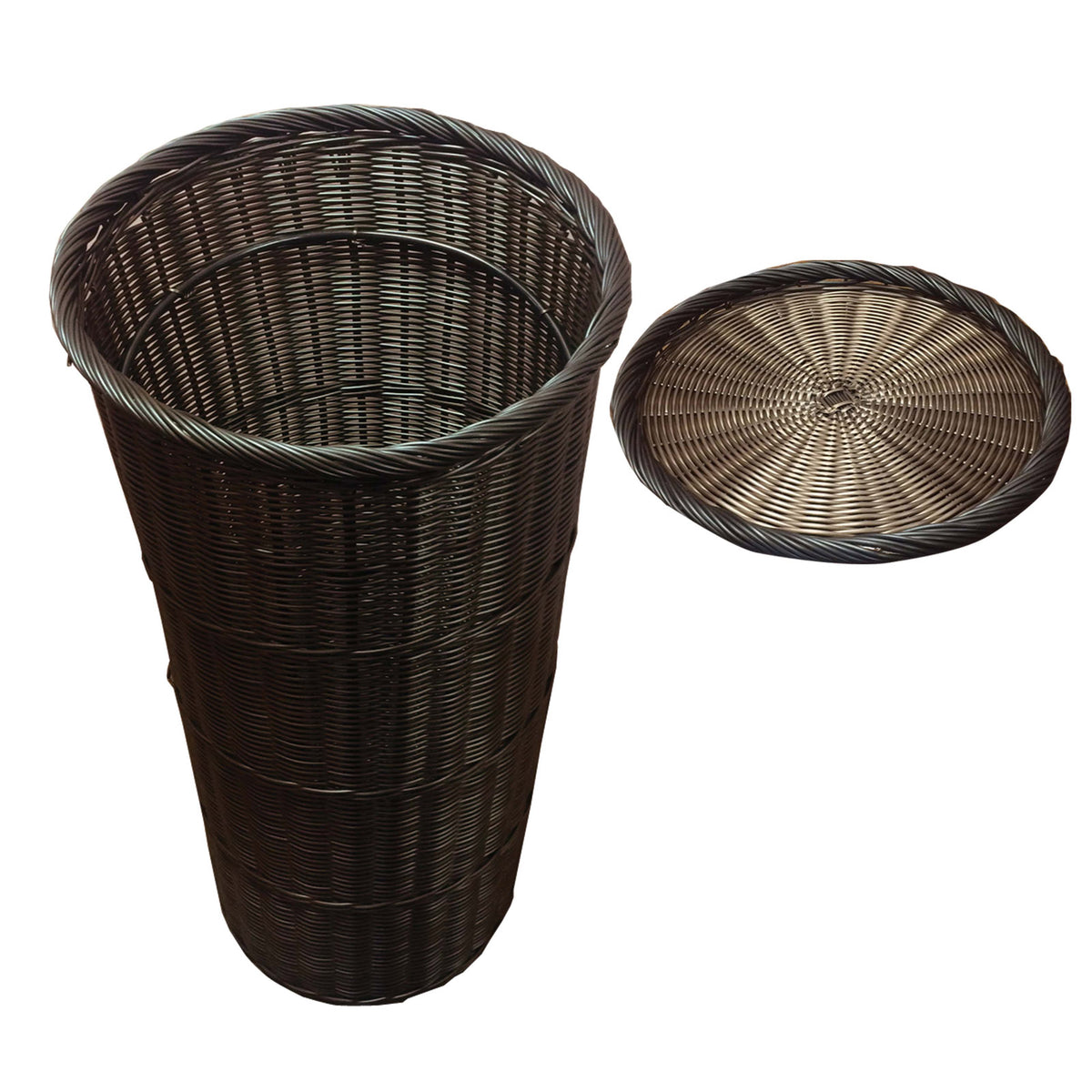 Omcan 41770 Tapered Basket with Round Tray, 19" Diameter x 36" Height, Brown Weave Pattern