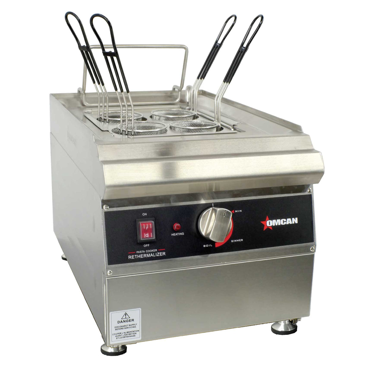 Omcan 47503 2.37 Gallon-9 Liter Countertop Electric Pasta Cooker, 1 Tank, 240V, 3600W | 14" Wide