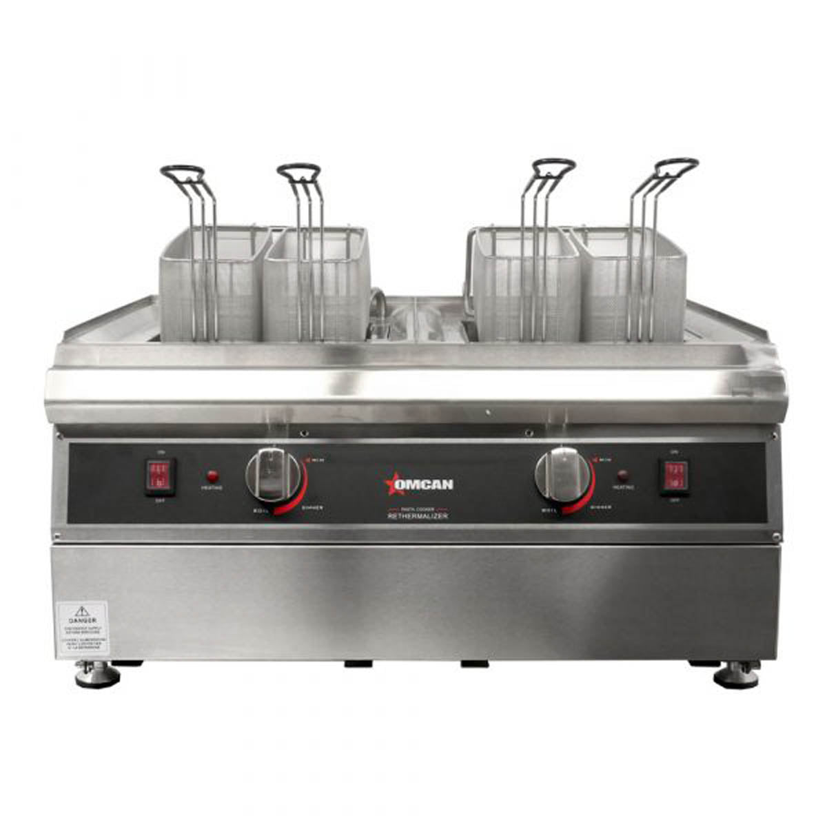 Omcan 41883 4.74 Gallon-18 Liter Countertop Electric Pasta Cooker, 2 Tanks, 240V, 7200W | 28" Wide