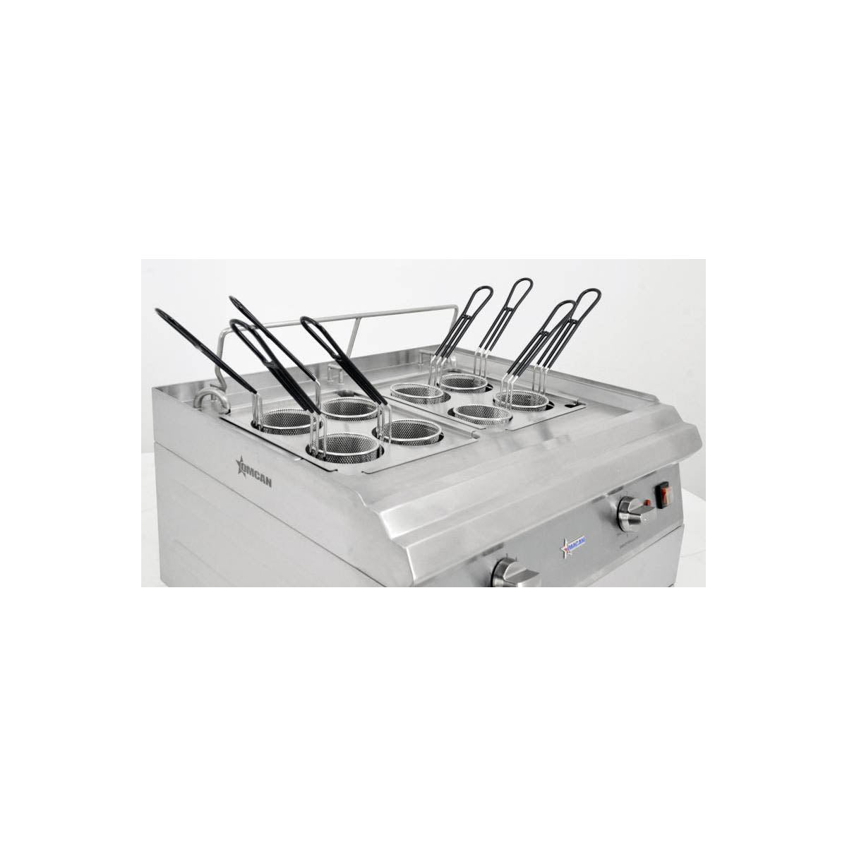 Omcan 41883 4.74 Gallon-18 Liter Countertop Electric Pasta Cooker, 2 Tanks, 240V, 7200W | 28" Wide