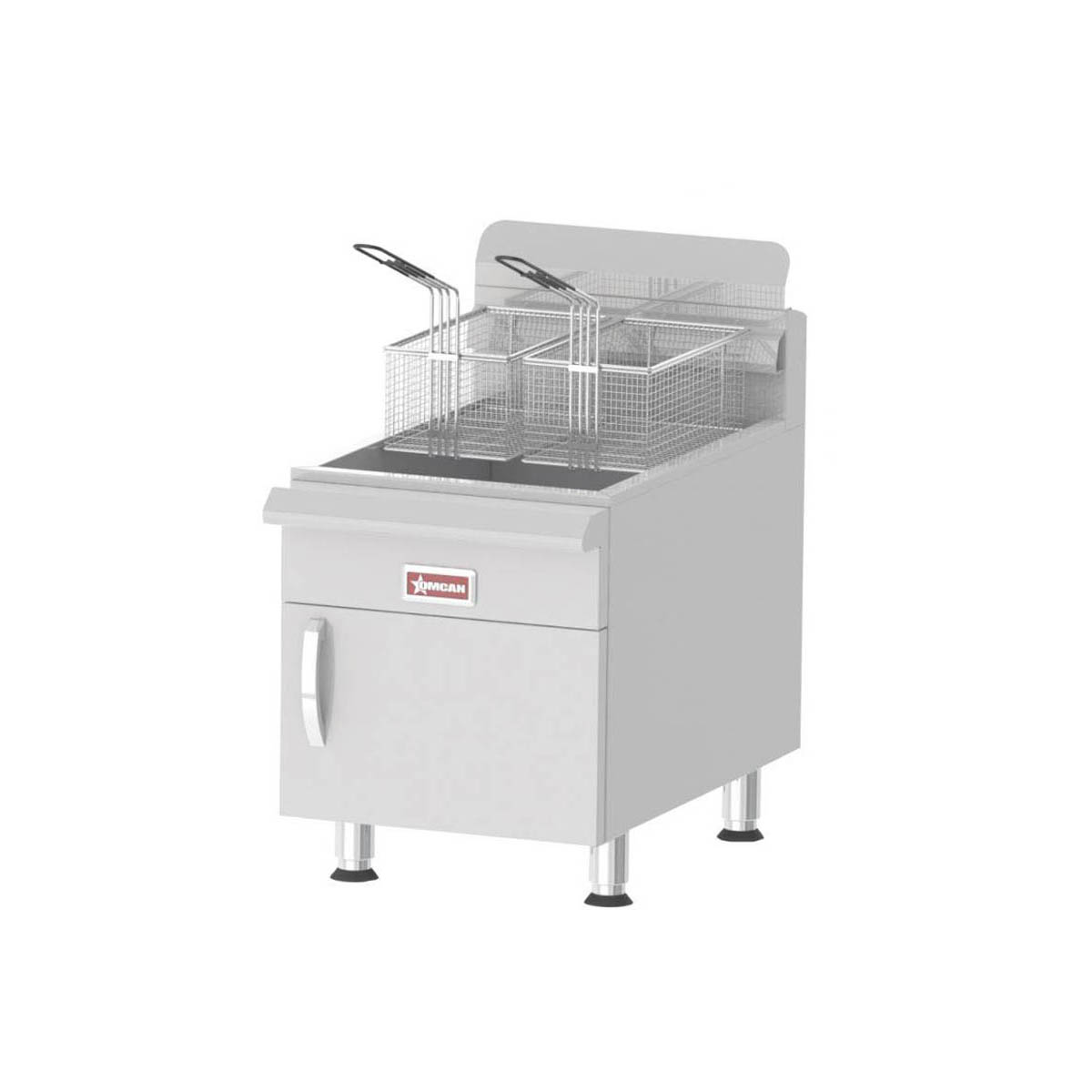 Omcan 43088 Full Pot Countertop Natural Gas Fryer w/ 30-lb Capacity, 2 Baskets, 4 Burners | 17" Wide