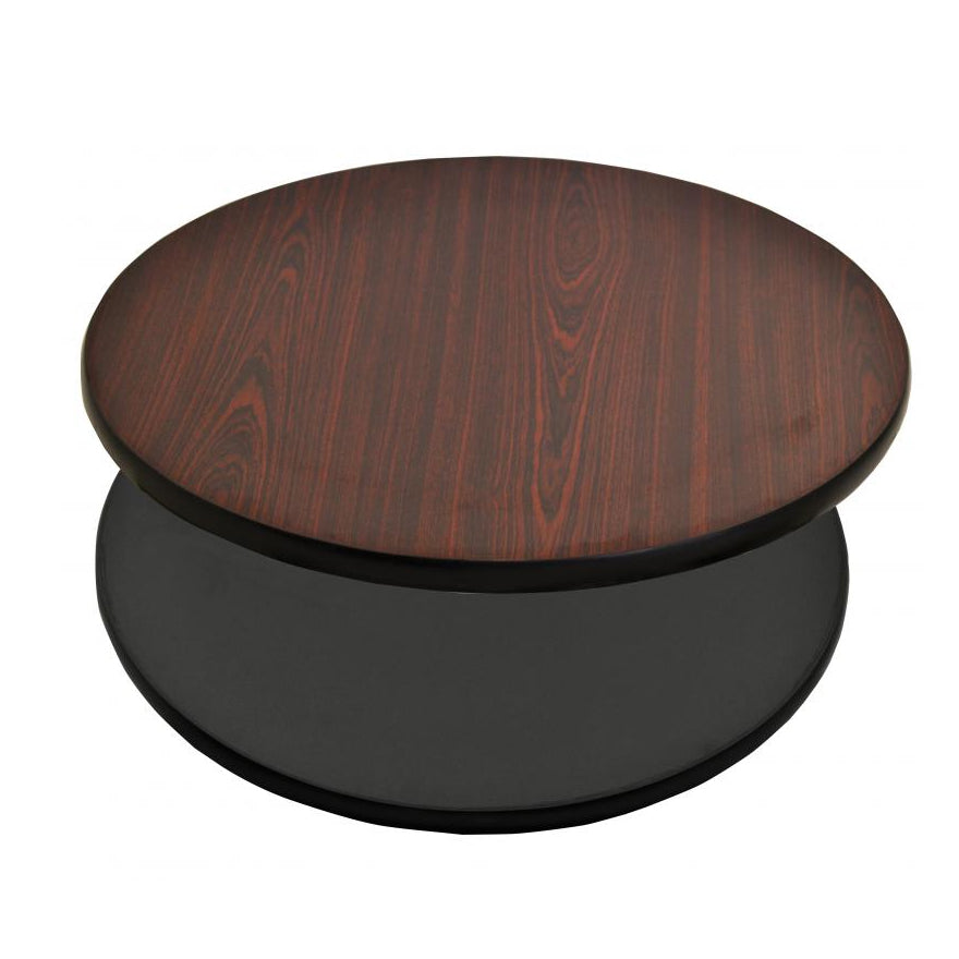 Omcan 43178 36" Round Reversible Table Top, 1" Thick Mahogany/Black Laminate