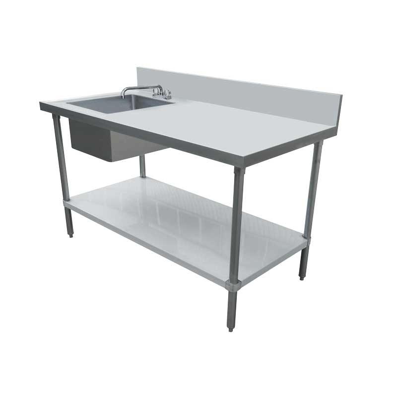 Omcan 43231 60" Work Table with Prep Sink, Bowl On Left - 18 Gauge