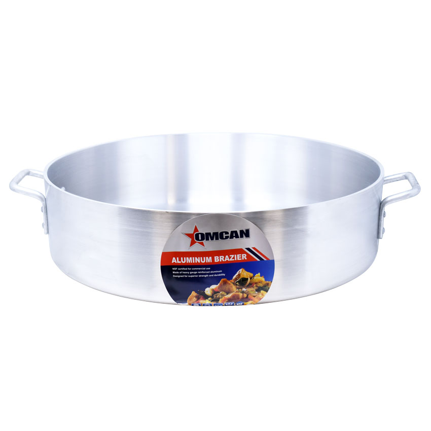 Omcan 43361 Brazier Pan, 20" x 5.6" Deep, 30-34 Qt Aluminum, No Cover | 30 - 34 qt