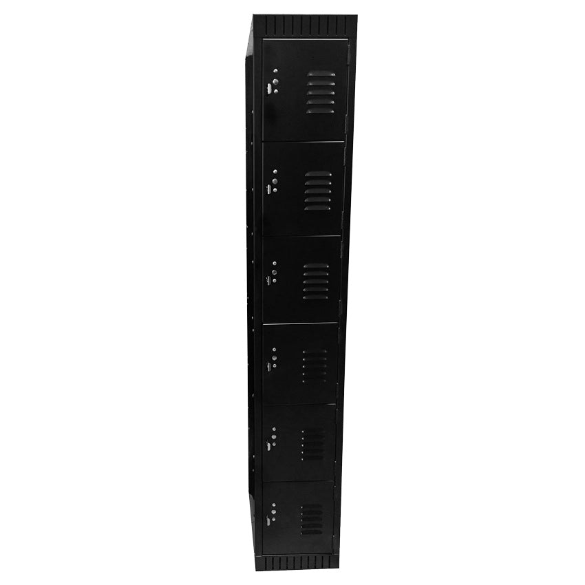 Omcan 43403 6-Tier Locker, 12"W x 18"D x 72"H, 6 Compartments, Painted Steel, Black