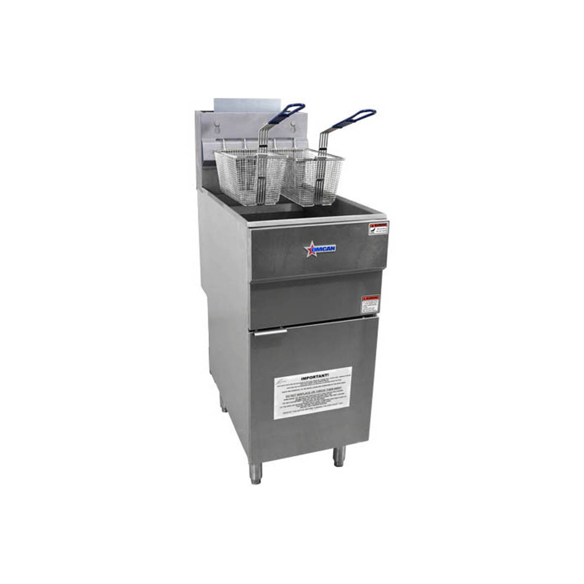Omcan 43422 Full Pot Floor Model LP Gas Fryer, 35-40 lbs, 90.000 BTU | 15.51" Wide
