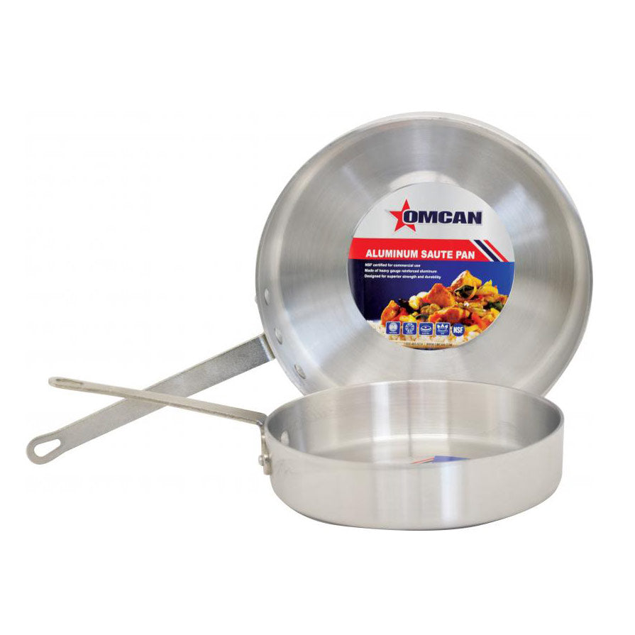 Omcan 43443 Saute Pan, 5-Qt 11.8" Diameter x 2.6" Deep Aluminum, Riveted Handle, NSF
