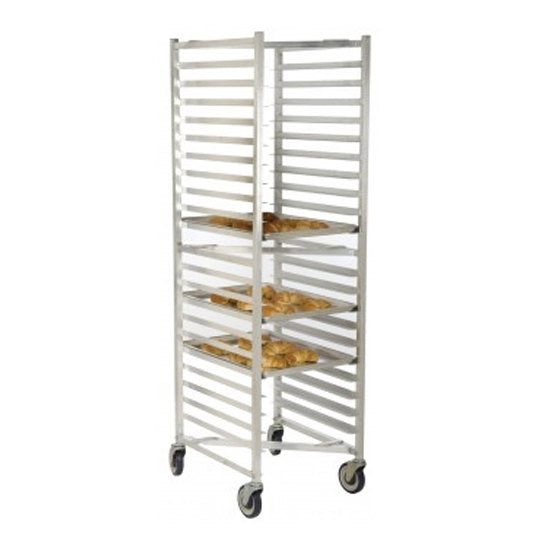 Omcan 43474 Aluminum Mobile Full Size Nesting Sheet Pan Rack w/ 20 Slides and 3″ Spacing | 26" Wide