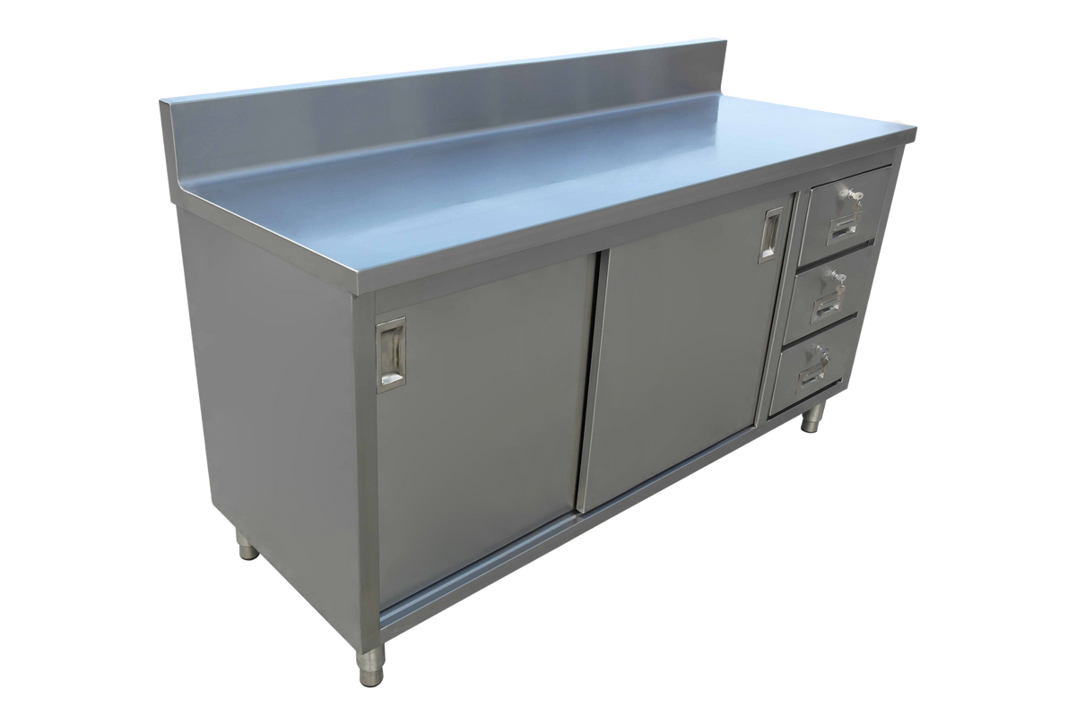 Omcan 43484 Cabinet Base Sliding Doors Work Table | 60" Wide