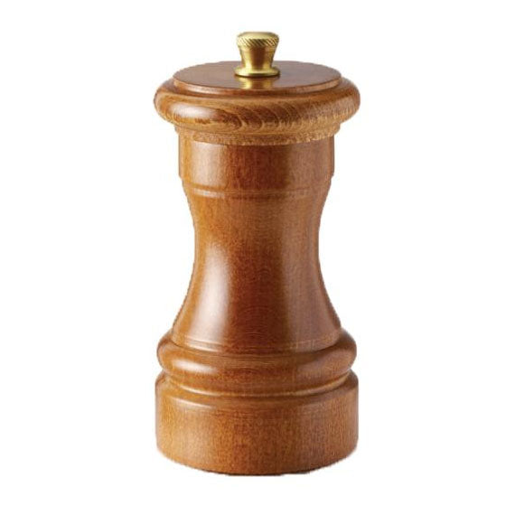 Omcan 43665 Pepper Mill, 4" Tall Dark Italian Beech Wood, Tabletop Grinder