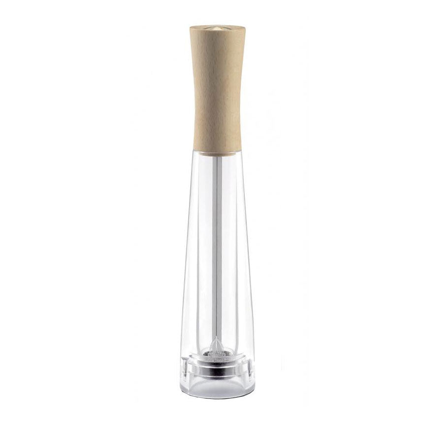 Omcan 43673 10" Pepper Mill, Italian Beech Wood & Acrylic Base, Tempered Steel Conic Mechanism