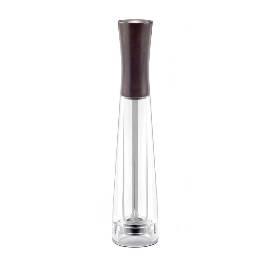 Omcan 43674 Pepper Mill - 10" Tall Beech Wood with Acrylic Base, Metal Mechanism, Made in Italy | wood & acrylic