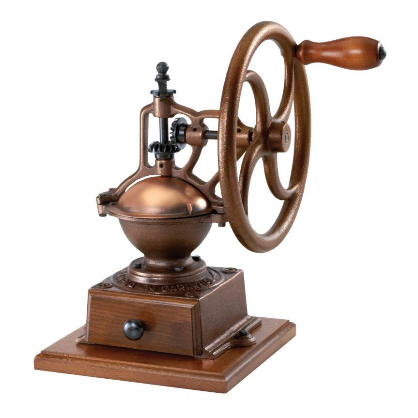 Omcan 43680 Manual Coffee Grinder, 100g Hopper, Flywheel, Conic, Beech/Cast Iron, Brown, Italy | 12.2" Wide