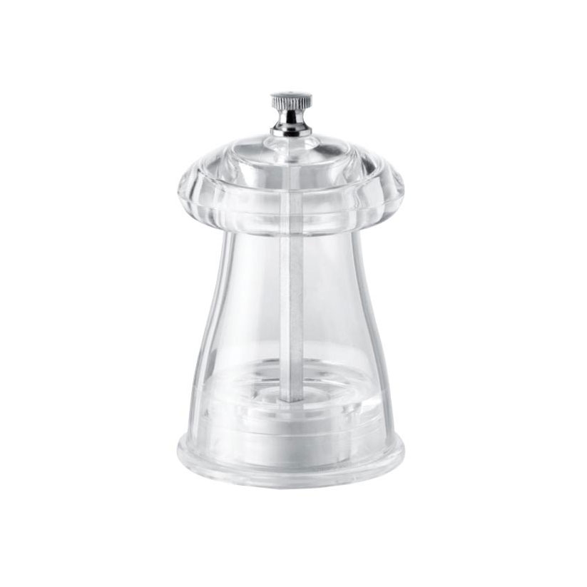 Omcan 43703 Salt Mill - 4" Crystal Acrylic Conic Grinder, Tempered Steel, 20-Year Guarantee, Italy