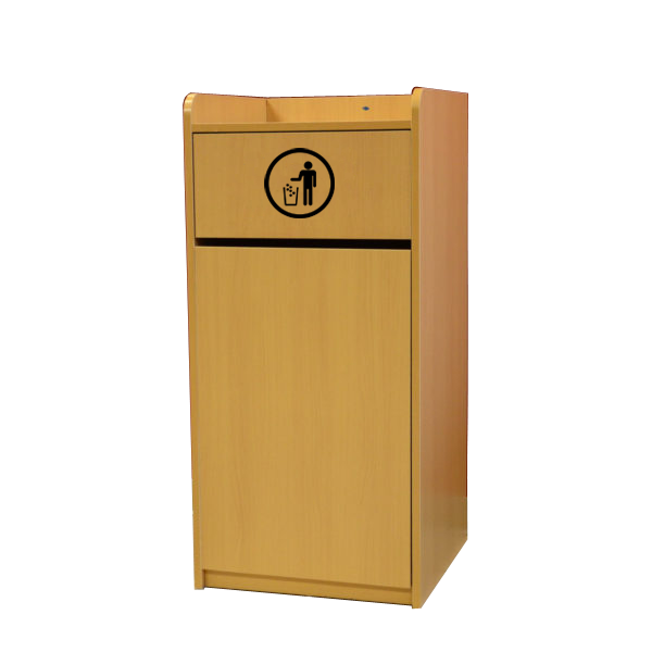 Omcan 43840 36-Gal Trash Receptacle, 22"x22"x47", Door with Engraved Thank You - 1/Each | 30 - 39 gallon