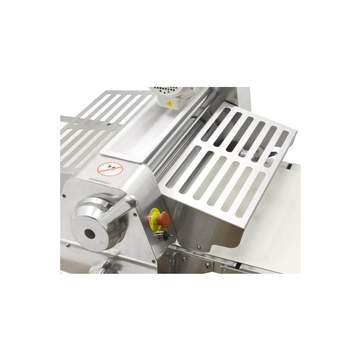 Omcan 44135 Floor Model Reversible Dough Sheeter, 20-1/2" Rollers with Foldable Tables, 3/4 Hp | stainless steel