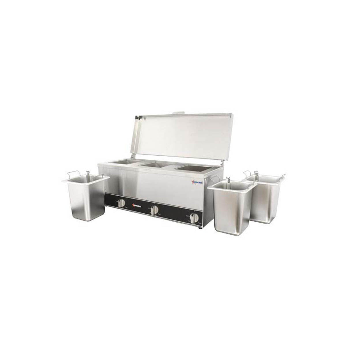 Omcan 44183 (Fw-Cn-0253) Triple Pot Sauce Warmer, Countertop, Power Switch | 24.37" Wide
