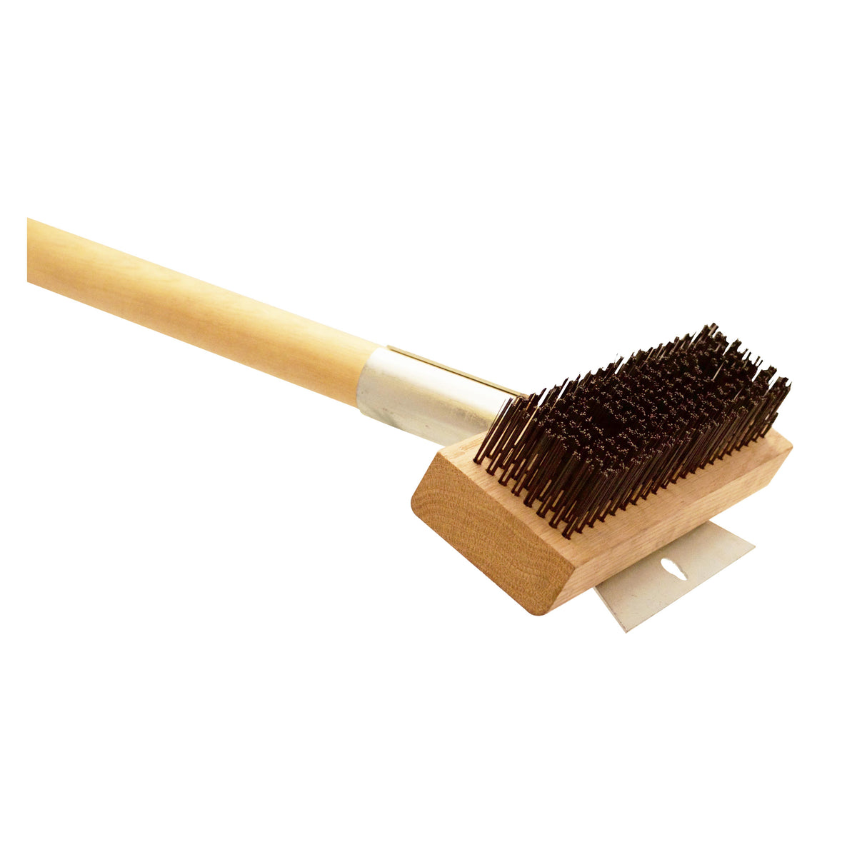 Omcan 44216 Oven & Grill Brush, 30" Handle, Round Carbon Steel Bristles, Horizontal Scraper