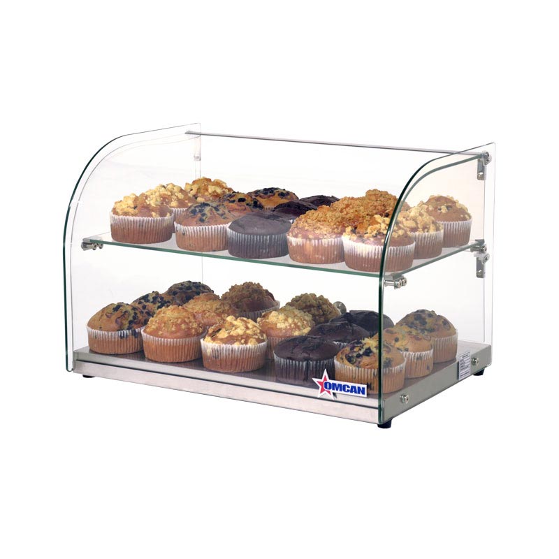 Omcan 44372 Countertop Display Case, Curved Front Glass | glass & stainless steel