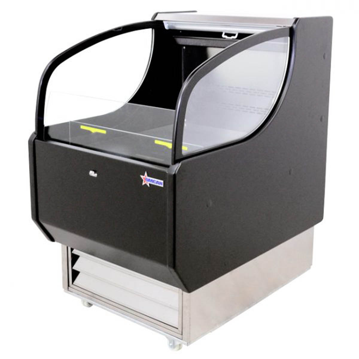 Omcan 44379 26" Self-Serve Refrigerated Display Case in Black, Deck Only, Open Curved, 6.6 cu. ft.