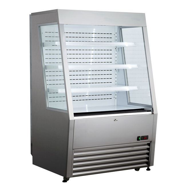 Omcan 44439 36" Self-Serve Vertical Refrigerated Display Case, Stainless Steel, 3 Shelves, 13.77 cu. ft.