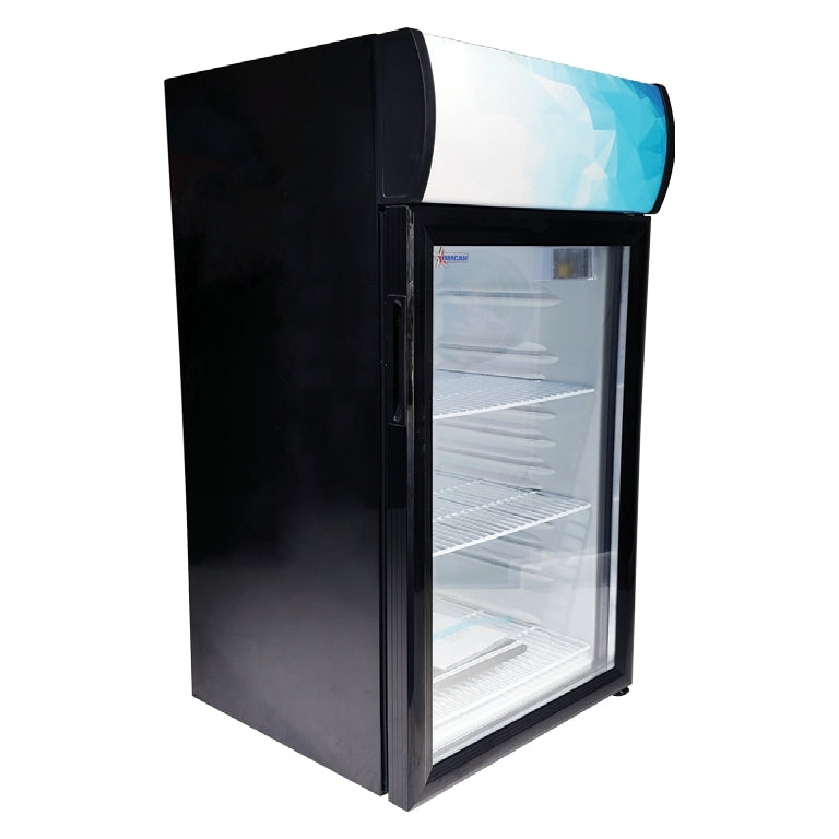 Omcan 44530 18" Countertop Glass Door Refrigerator in Black, 2.8 cu. ft.