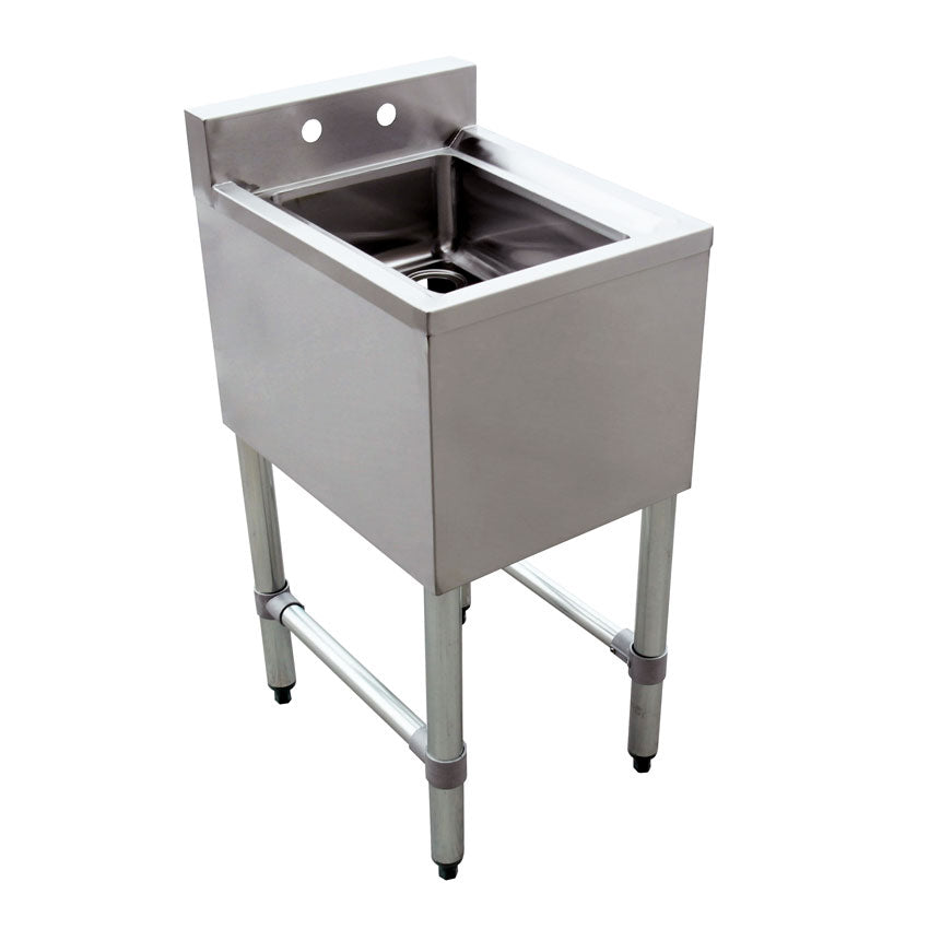 Omcan 44600 Underbar Sink Units, 1 Compartment without Drainboard | stainless steel top, front, ends & galvanized legs