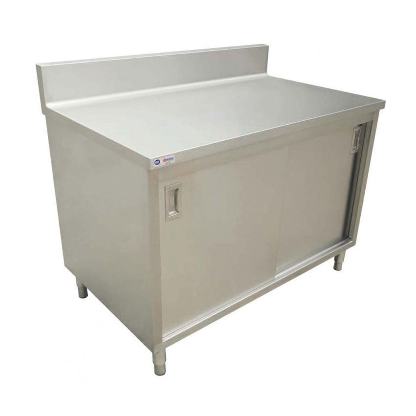 Omcan 45281 Cabinet Base Sliding Doors Work Table | 48" Wide