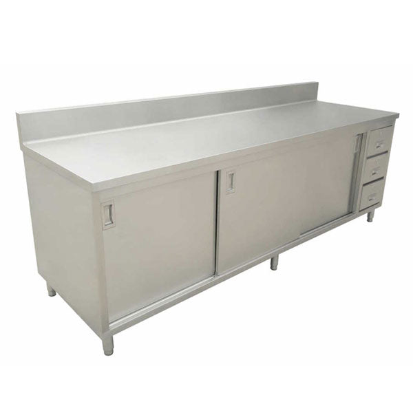 Omcan 45285 Cabinet Base Sliding Doors Work Table | 60" Wide