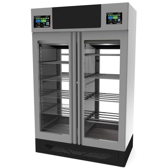 Omcan 45376 Stagionello+Maturmeat Combo 220+220lb Meat Curing & Dry Aging Cabinet, 58" W, 3.7kW 220VGuide Glass Door