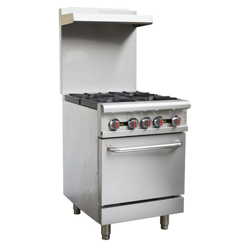 Omcan 46124 24" Liquid Propane Gas Restaurant Range w/ (4) Open Burners, (1) Standard Oven, 151.000 BTU