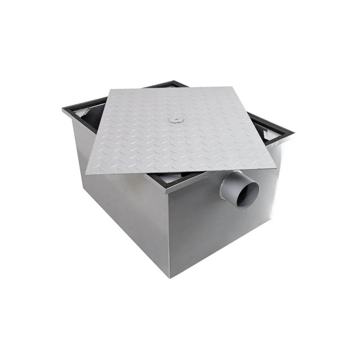 Omcan 46561 4" Inlet/Outlet Grease Trap, 100 Lbs. Capacity - 50 GPM