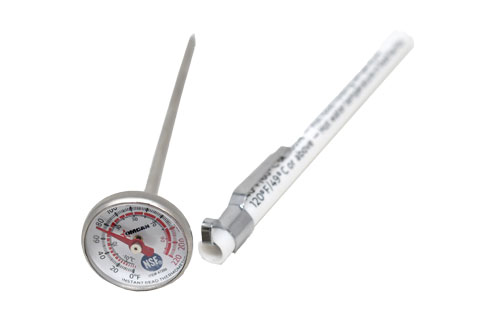 Omcan 47200 Pocket Thermometer, 1" Dual Dial, 0°F-220°F Range, Clip-On Sleeve, NSF, 1" Display