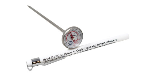 Omcan 47200 Pocket Thermometer, 1" Dual Dial, 0°F-220°F Range, Clip-On Sleeve, NSF, 1" Display