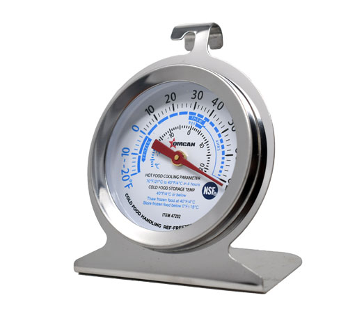Omcan 47202 Refrigerator Thermometer, 2" Dial, -20°F To 70°F Range, Top Hook, NSF