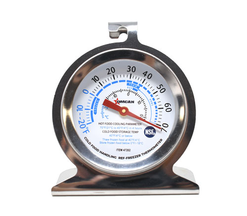 Omcan 47202 Refrigerator Thermometer, 2" Dial, -20°F To 70°F Range, Top Hook, NSF