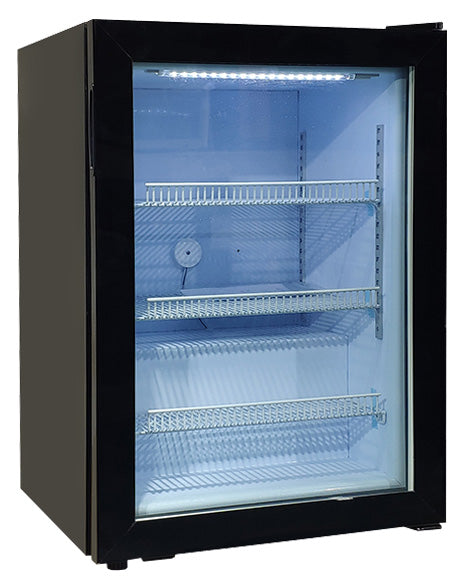 Omcan 47239 23" Countertop Glass Door Freezer, 3.5 cu ft, Black Metal R290a, 110V 158W